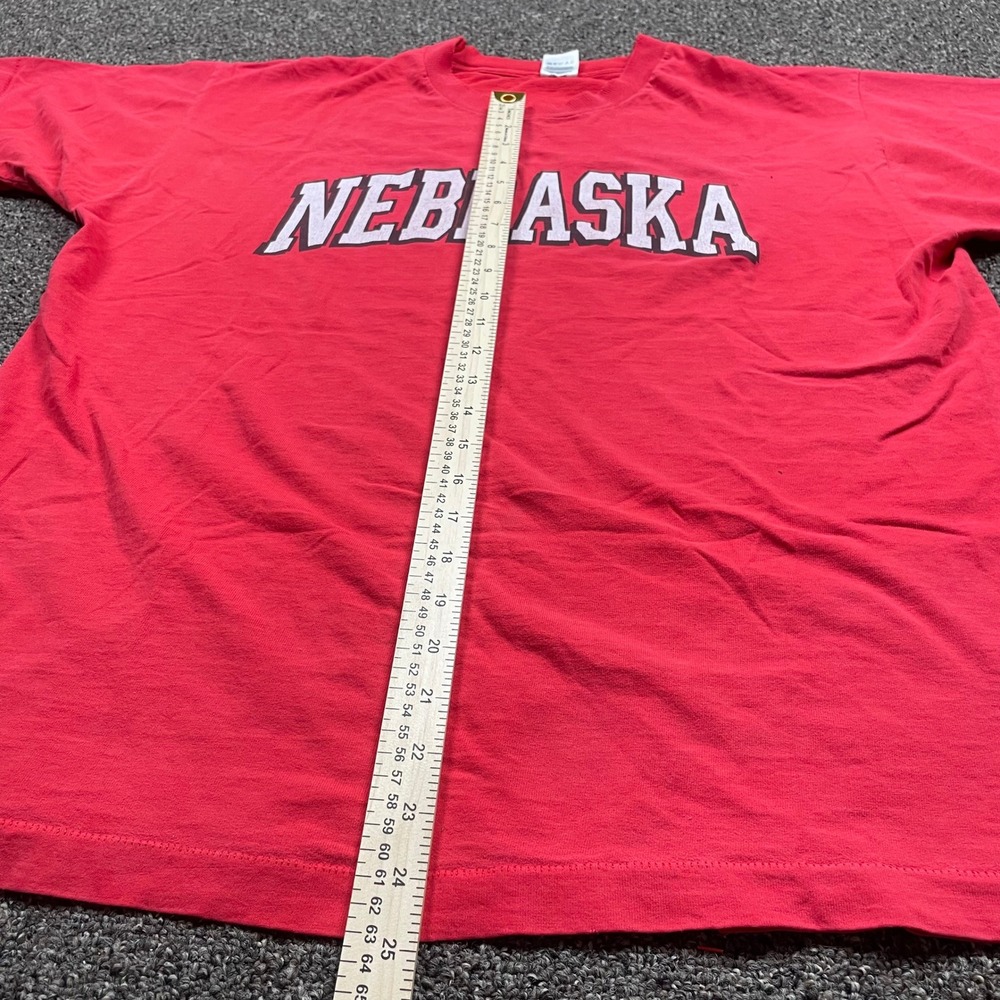 Vintage Fruit of the Loom Nebraska T Shirt XL Red 90s Collegiate Distressed Tee - Picture 3 of 9